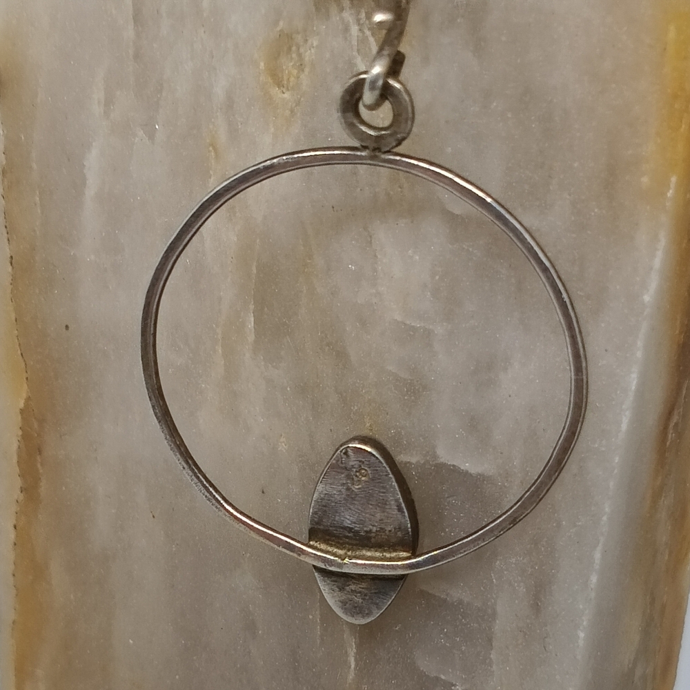 Handmade Natural Turquoise Sterling Earrings .925 Turquoise Hoops x kalyjwls - Picture 2 of 5